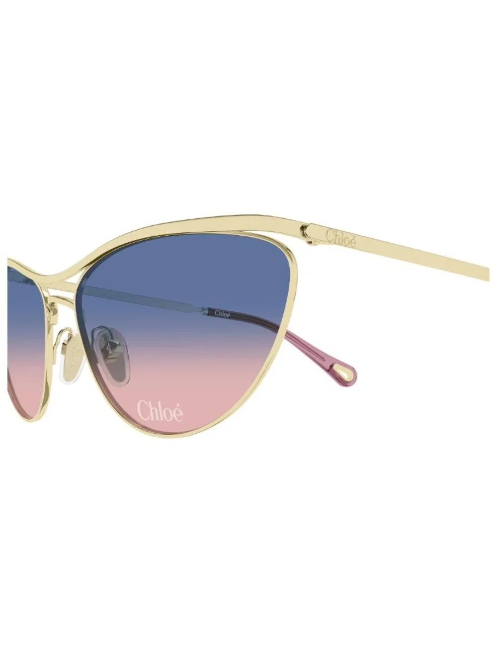 New Chloé Women's Sunglasses Gold Blue Lens Metal Frame CH0386S 001 62